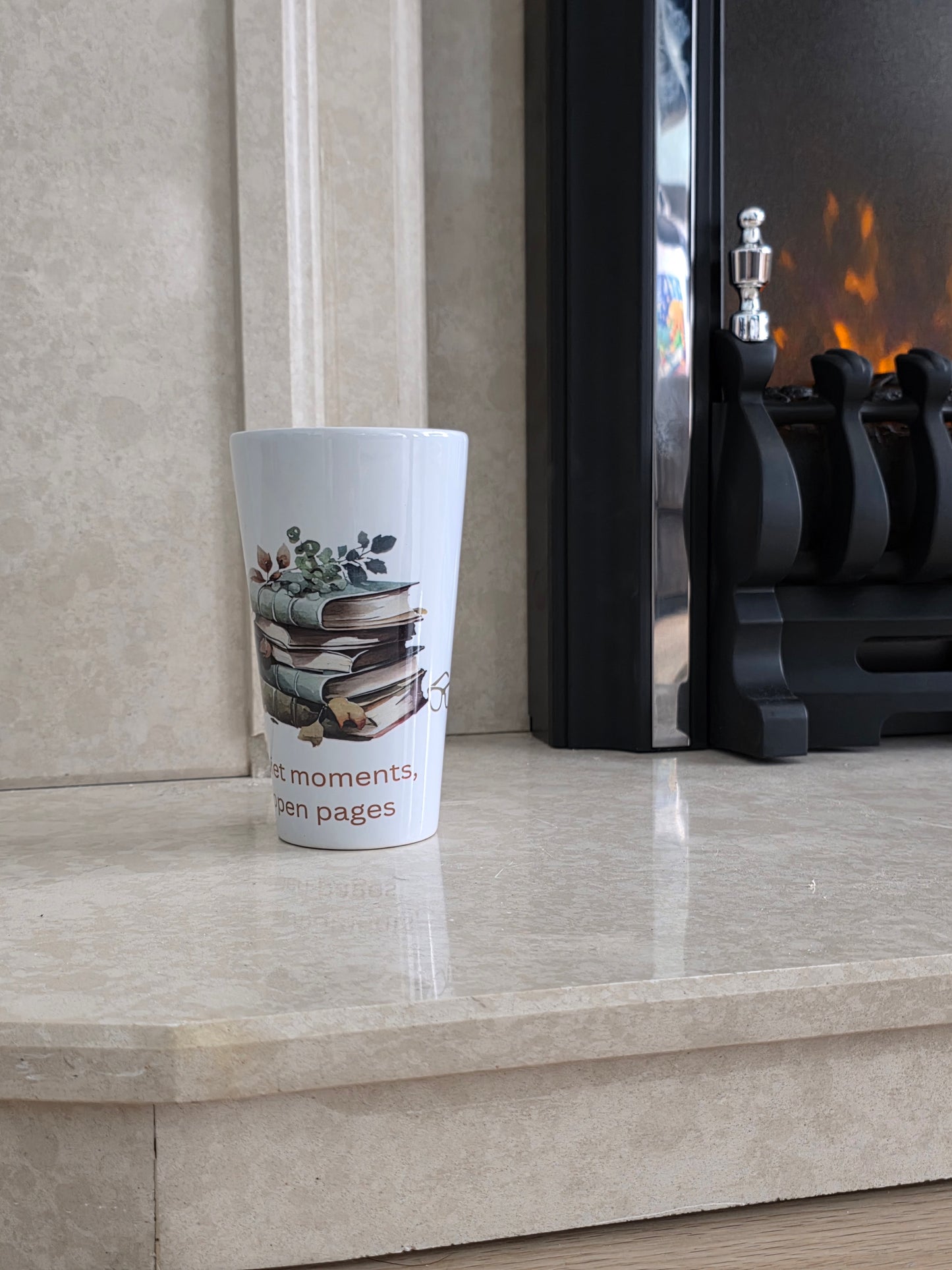 Latte Mug, Quiet moments open pages